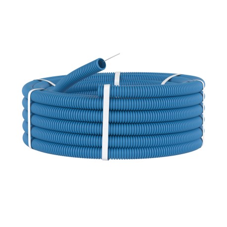11540 | Труба ППЛ гибкая гофр. д.40мм, тяжёлая с протяжкой, 20м, цвет синий-1