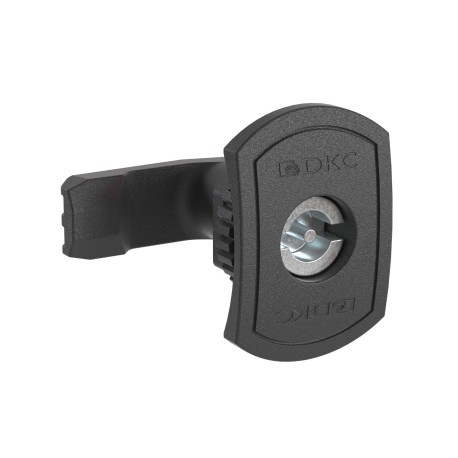 R5CE208 | Поворотный замок с личинкой под двойную бородку 3 мм для навесных корпусов, полиамид, черный