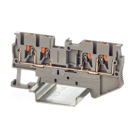 VPR-2.5-QUATTRO-GY | Клемма проходная, зажим push-in, 4 точки подключения, 2.5 кв.мм, серая