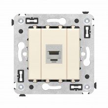Компьютерная розетка RJ-45 без шторки в стену, кат.6 одинарная экранированная, "Avanti", "Ванильная дымка"