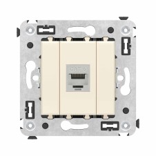 Компьютерная розетка RJ-45 без шторки в стену, кат.6 одинарная экранированная, "Avanti", "Ванильная дымка"