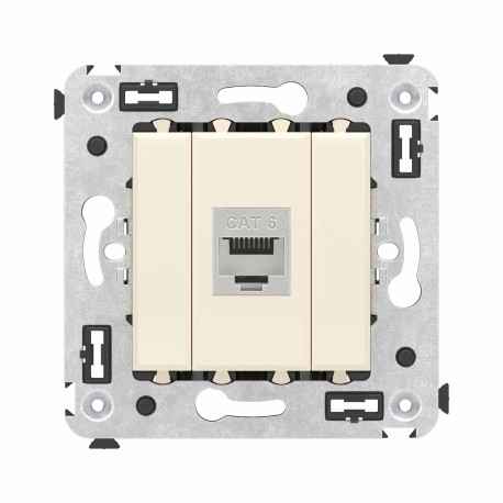 4405793 | Компьютерная розетка RJ-45 без шторки в стену, кат.6 одинарная экранированная, "Avanti", "Ванильная дымка"