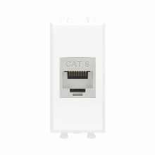 Компьютерная розетка RJ-45 без шторки модульная, кат.6 экранированная, "Avanti", "Белое облако", 1 модуль