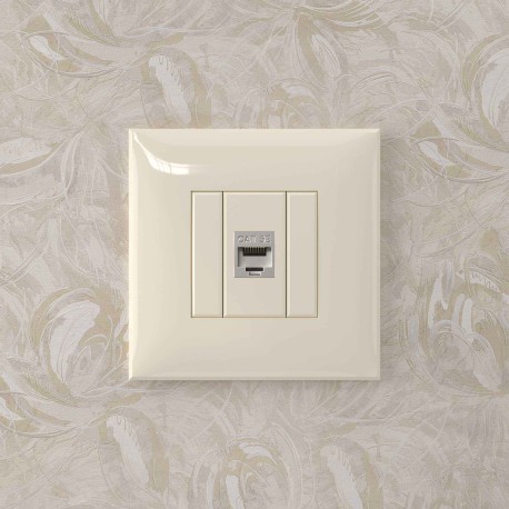 4405763 | Компьютерная розетка RJ-45 без шторки в стену, кат.5e одинарная экранированная, "Avanti", "Ванильная дымка"-4