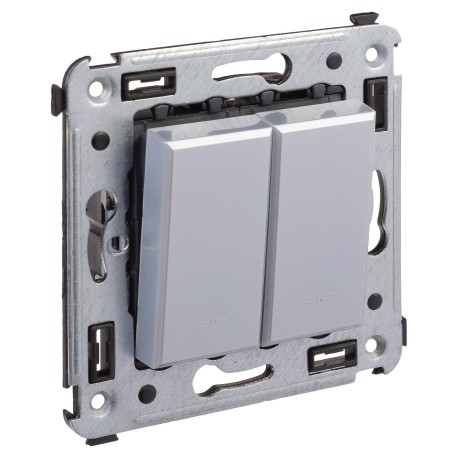 4404114 | Переключатель двухклавишный в стену, "Avanti", "Закаленная сталь"-1