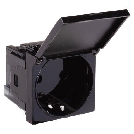 4402012 | Розетка с крышкой модульная, 2P+E, с з/ш, "Avanti", "Черный квадрат", 2 модуля-1