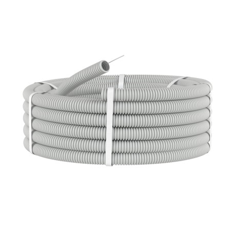 91525+ | Труба ПВХ гибкая гофр. д.25мм, тяжёлая с протяжкой, 50м, цвет серый-1