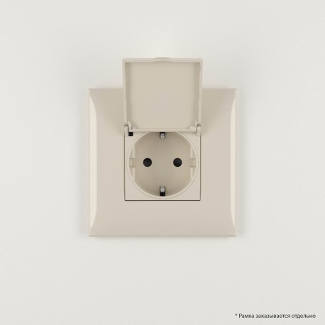 4405013 | Розетка с крышкой в стену, 2P+E, с з/ш, "Avanti", "Ванильная дымка"-5
