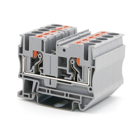 VPR-6-GY | Клемма проходная, зажим push-in, 2 точки подключения, 6 кв.мм, серая