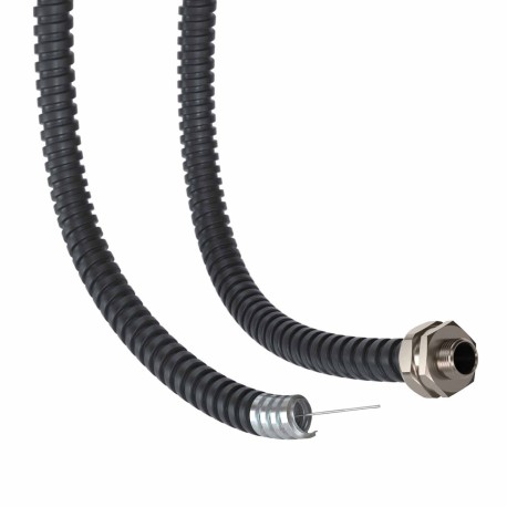 6071R-012NP | Металлорукав DN 12мм в герметичной ПВХ изоляции, Dвн 12,0 мм, Dнар 16,0, с протяжкой, 50 м, цвет чёрный-1