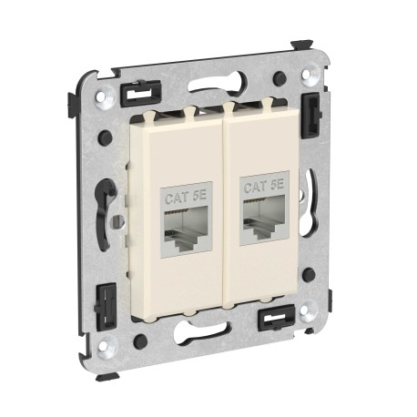 4405764 | Компьютерная розетка RJ-45 без шторки в стену, кат.5e двойная экранированная, "Avanti", "Ванильная дымка"-1