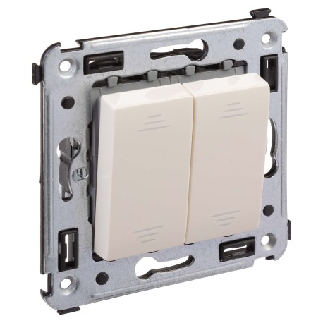 4405114 | Переключатель двухклавишный в стену, "Avanti", "Ванильная дымка"-1