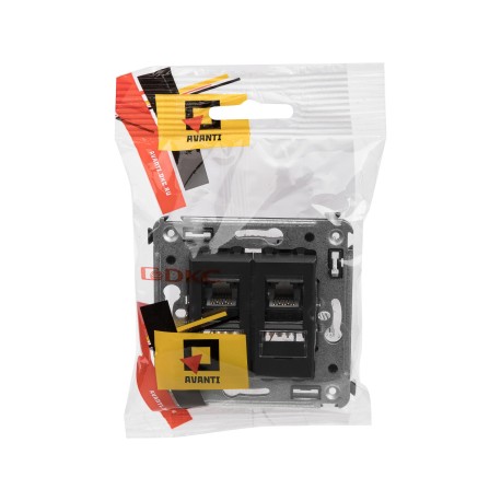 4412294 | Компьютерная розетка RJ-45 в стену, кат.6 двойная,Avanti, Черный матовый-4