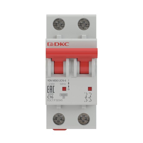MD63-2B16-6 | Выключатель автоматический модульный YON MD63 2P 16А B 6kA-1