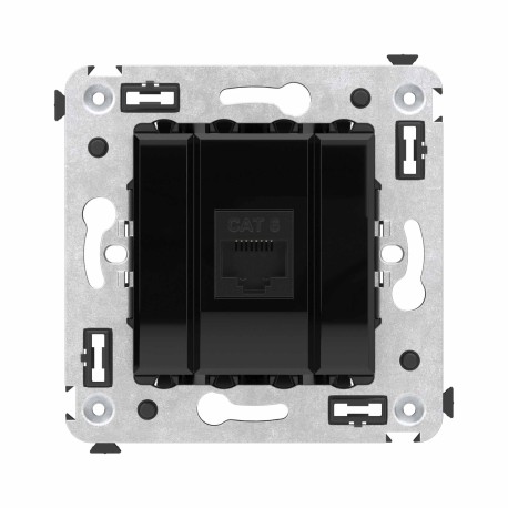 4402693 | Компьютерная розетка RJ-45 без шторки в стену, кат.6 одинарная, "Avanti", "Черный квадрат"