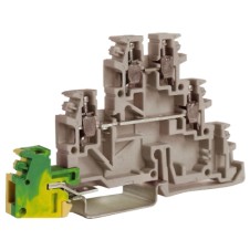 TDE.2, 2 уровня+земля, проходной зажим бежевый 2,5 кв. мм