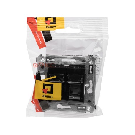 4402294 | Компьютерная розетка RJ-45 в стену, кат.6 двойная,"Avanti", "Черный квадрат"-4