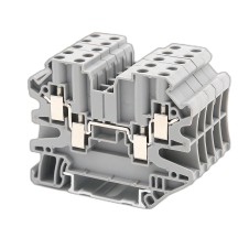 Клемма проходная, винтовой зажим, 4 точки подключения, 2.5 кв.мм, серая