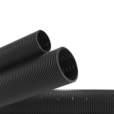 140912A | Двустенная труба ПНД гибкая дренажная д.125мм, SN6, перфорация 360 град., в бухте 40м, цвет черный-2