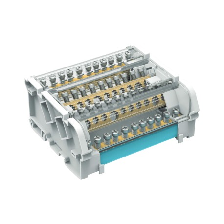 BD125114 | Блок распределительный на DIN рейку 4р 125А, 7х6мм 2х7,5мм 2x9мм.