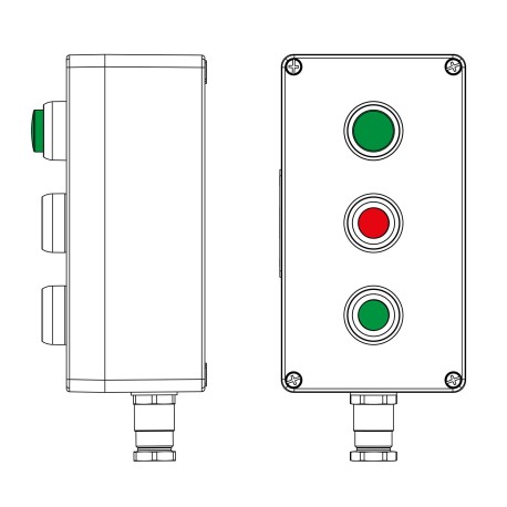 2231.041.22.120P | Взрывозащищенный пост управления из полиэстера CPE-P-04-(1xLG(250)-1xP1R(11)-1xP1G(11))-1xKH2MHK(C)1Ex d e IIC Т5 Gb / Ex tb IIIC T95°C Db IP66/КЗ