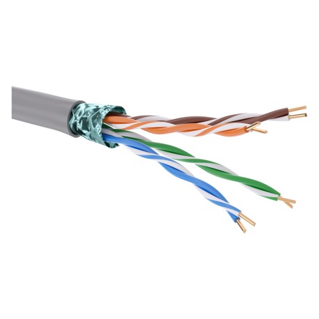 RN5EFUK01GY | Кабель витая пара кат. 5E экранированный F/UTP, 4 пары, нг(А)-HF, цвет внешней оболочки серый, катушка 305 м