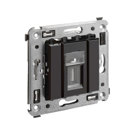 4402403 | USB 2.0 розетка одинарная в стену, тип А-А, Avanti, Черный квадрат-1