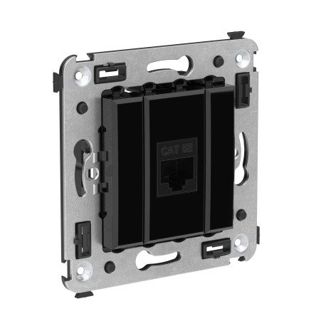 4402663 | Компьютерная розетка RJ-45 без шторки в стену, кат.5е одинарная, "Avanti", "Черный квадрат"-1