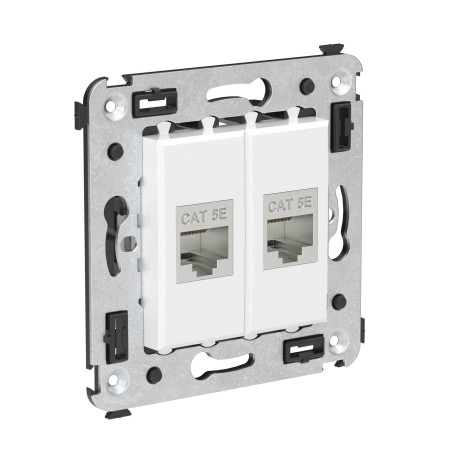 4400764 | Компьютерная розетка RJ-45 без шторки в стену, кат.5e двойная экранированная, "Avanti", "Белое облако"-1