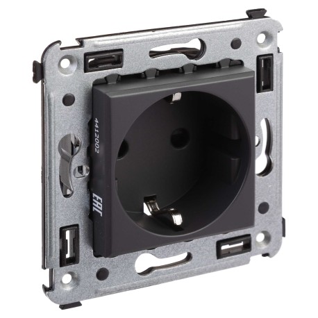 4412003 | Розетка в стену, 2P+E, с з/ш, Avanti, Черный матовый-1