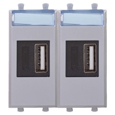 USB зарядное устройство модульное,  "Avanti", "Закаленная сталь", 2модуля