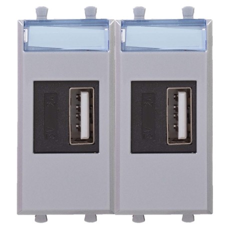 4404542 | USB зарядное устройство модульное,  "Avanti", "Закаленная сталь", 2модуля