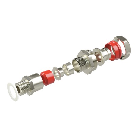 KAEPM4MHK-26 | Взрывозащищенный универсальный кабельный ввод серии КАЕРМ для бронированного и небронированного кабеля в металлорукаве COSMEC Dn:26 М32х1,5 d:17,8-24мм. Никелированная латунь IP66/IP68-2