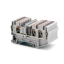 Клемма проходная, зажим push-in, 3 точки подключения, 4 кв.мм, серая