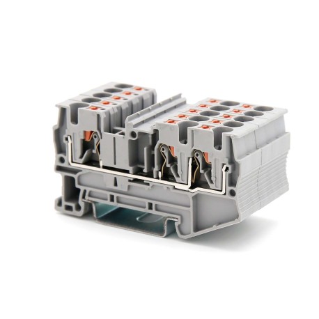 VPR-4-TWIN-GY | Клемма проходная, зажим push-in, 3 точки подключения, 4 кв.мм, серая