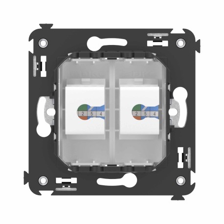4400614 | Телефонная розетка RJ-12 без шторки в стену двойная, "Avanti", "Белое облако"-3