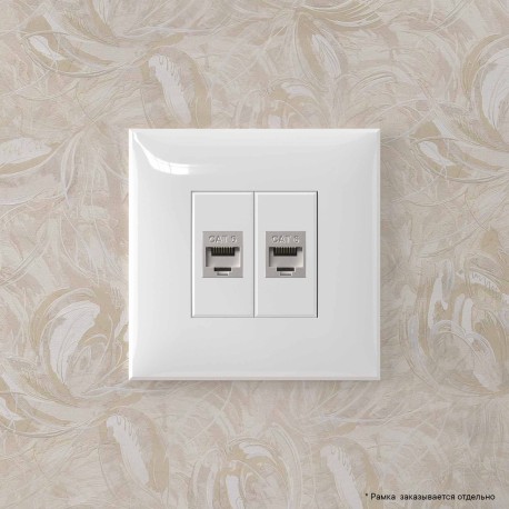4400794 | Компьютерная розетка RJ-45 без шторки в стену, кат.6 двойная экранированная, "Avanti", "Белое облако"-4
