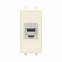 Компьютерная розетка RJ-45 без шторки модульная, кат.6 экранированная, "Avanti", "Ванильная дымка", 1 модуль