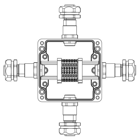 1231.031.22.11A | Взрывозащищенная клеммная коробка из полиэстера TBE-P-03-(6xCBC.2)-1xKAEPM2MHK-20(A)-1xKAEPM2MHK-20(B)-1xKAEPM2MHK-20(C)-1xKAEPM2MHK-20(D)1Ex e IIC Т5 Gb / Ex tb IIIC T95°C Db IP66/КЗ