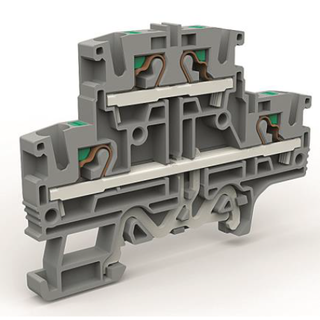 ZEFD420GR | Двухуровневая клемма 4 кв.мм с заземлением в нижнем ярусе