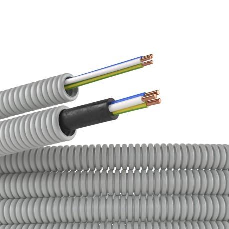 9P91650 | Электротруба ПВХ гибкая гофр. д.16мм, цвет серый, с проводом ПуВ 3х1,5мм? РЭК "ГОСТ+", 50м