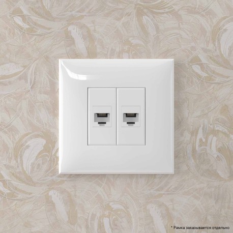 4400614 | Телефонная розетка RJ-12 без шторки в стену двойная, "Avanti", "Белое облако"-4