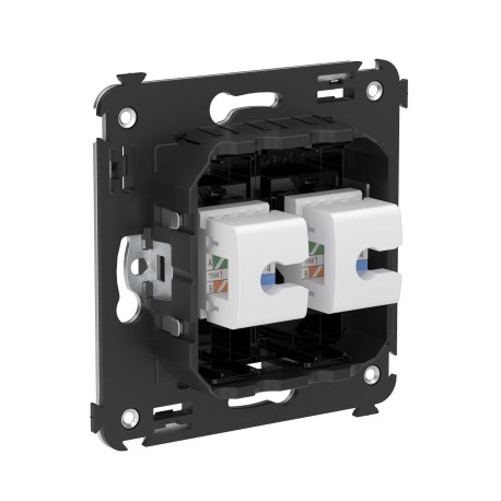 4402664 | Компьютерная розетка RJ-45 без шторки в стену, кат.5е двойная, "Avanti", "Черный квадрат"-2