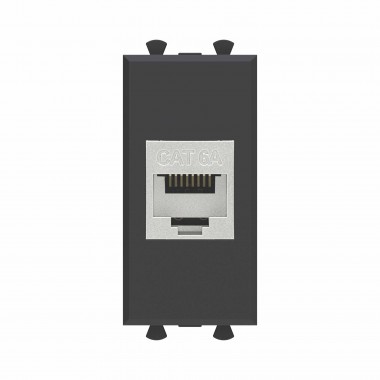 4412771 | Компьютерная розетка RJ-45 без шторки модульная, кат.6А экранированная, "Avanti", "Черный матовый", 1 модуль