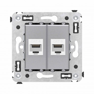 4404694 | Компьютерная розетка RJ-45 без шторки в стену, кат.6 двойная, "Avanti", "Закаленная сталь"