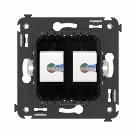 4402614 | Телефонная розетка RJ-12 без шторки в стену двойная, "Avanti", "Черный квадрат"-3