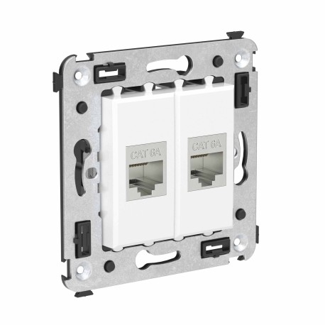 4400774 | Компьютерная розетка RJ-45 без шторки в стену, кат.6А двойная экранированная, "Avanti", "Белое облако"-1