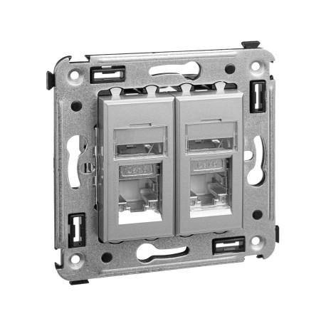 4404394 | Компьютерная розетка RJ-45 в стену, кат.6 двойная экранированнаяAvanti, Закаленная сталь-1