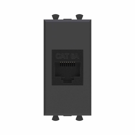 4412671 | Компьютерная розетка RJ-45 без шторки модульная, кат.6А, "Avanti", "Черный матовый", 1 модуль