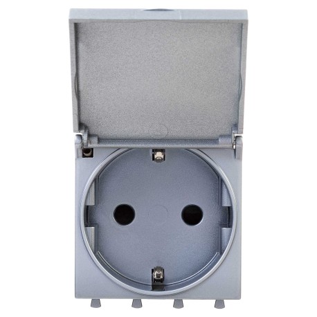 4404012 | Розетка с крышкой модульная, 2P+E, с з/ш, "Avanti", "Закаленная сталь",2 модуля